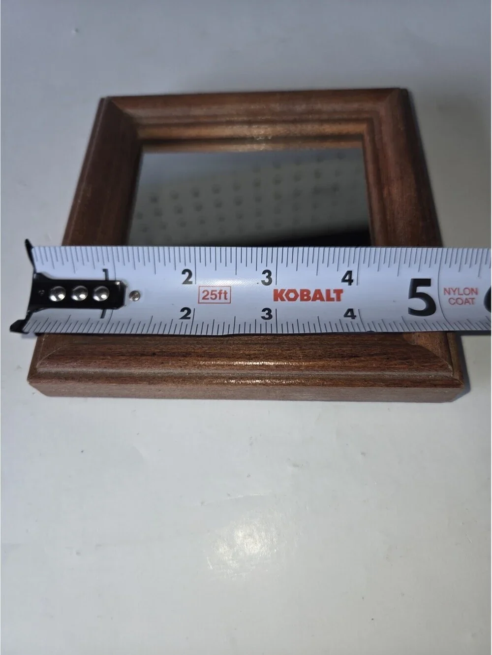 Vintage Small Wood Framed Square Accent Mirror 5 1/4